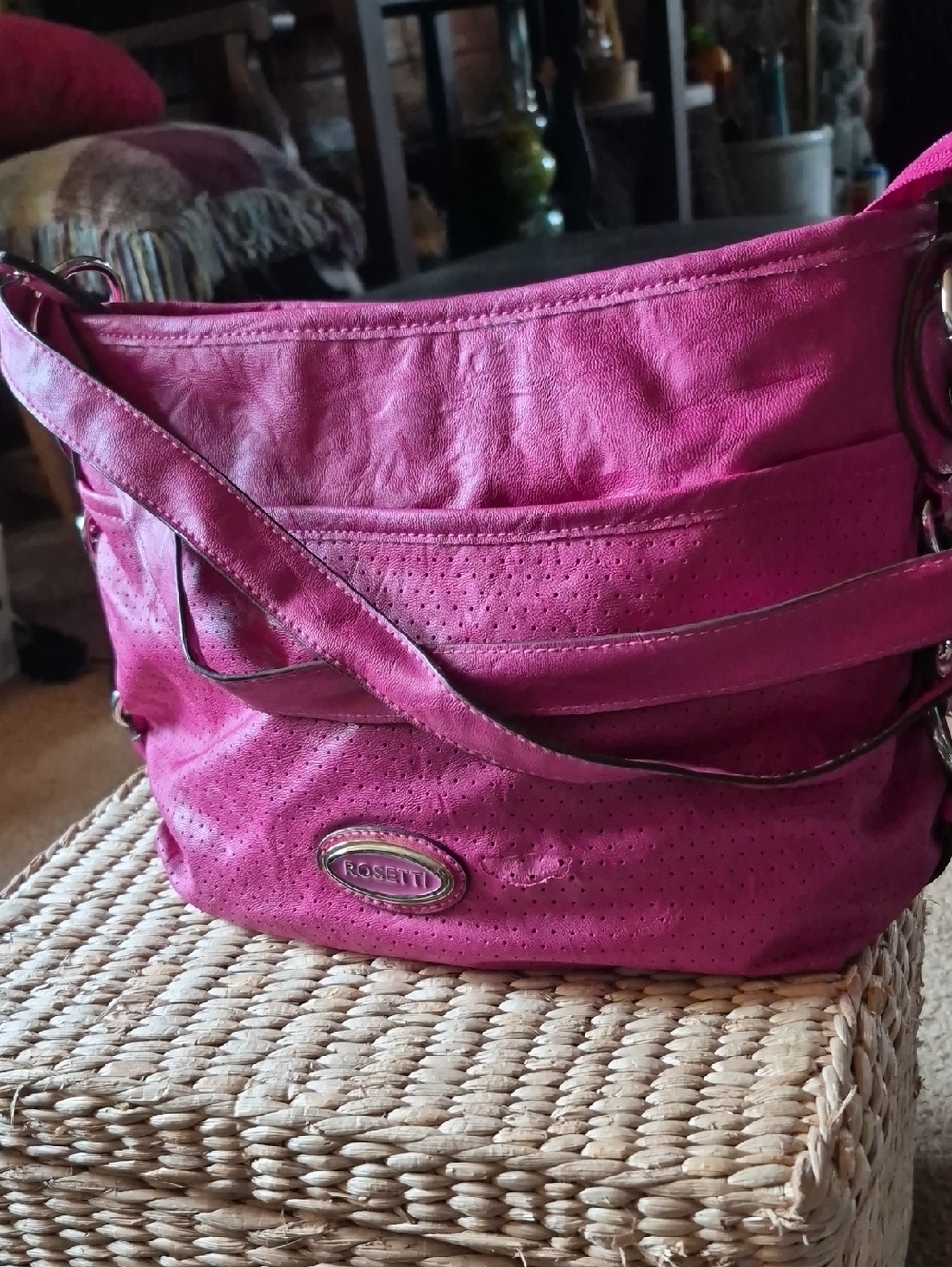Rosetti Hot Pink Perforated Shoulder Bag
